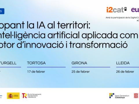 Banner publicitari del cicle "Apropant la IA al territori" organtizat pel Centre de recerca i2CAT i Eurecat