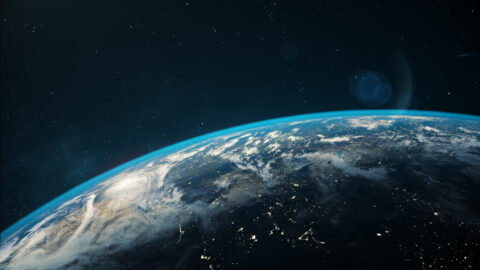 Earth from space with illuminated countries